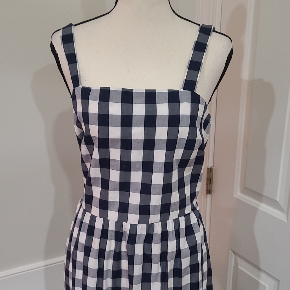 J. Crew Navy and White Gingham Maxi Dress - Picture 2 of 9